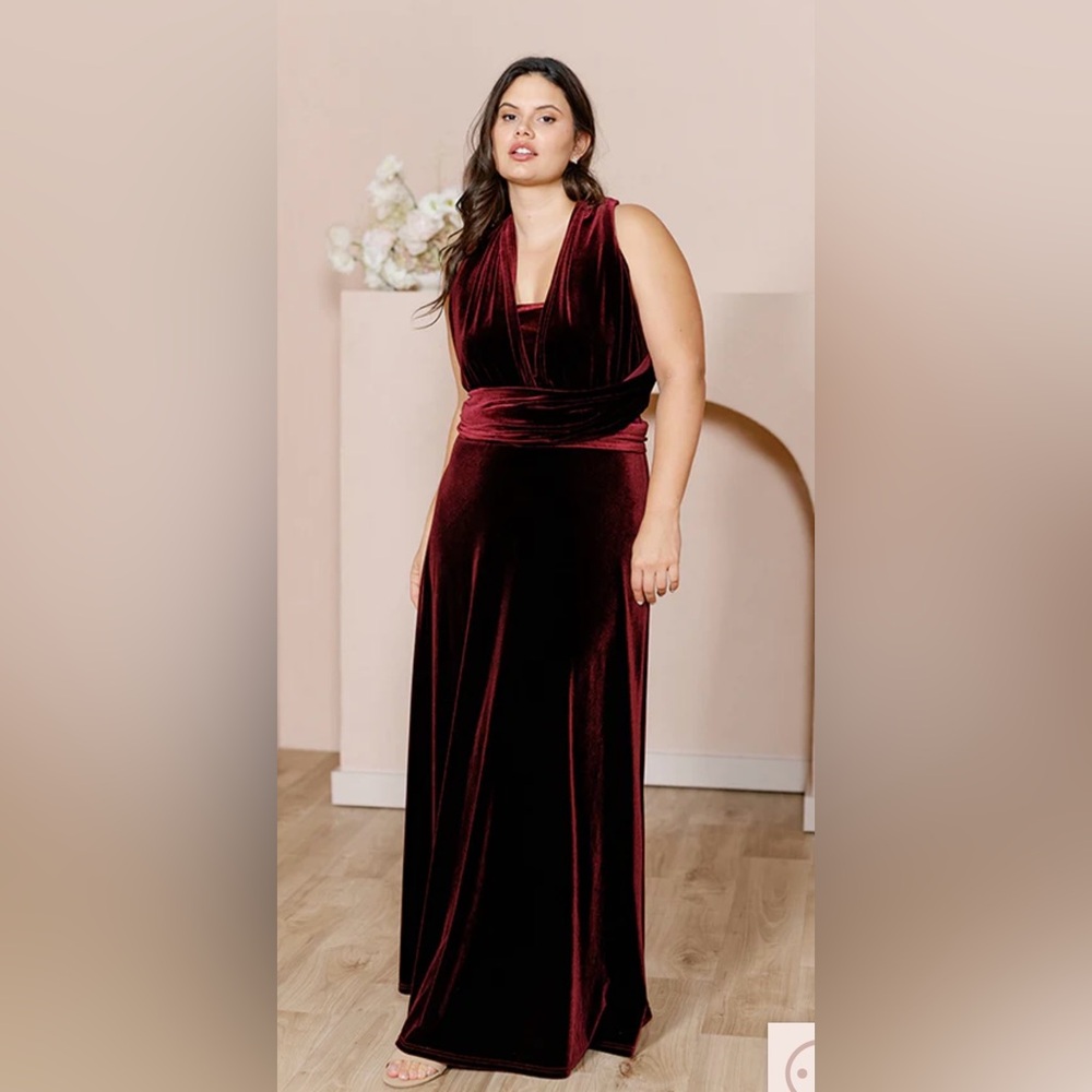 Revelry Micah Convertible Velvet Dress - Burgundy